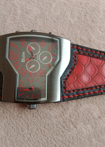 Kırmızı Tokalı Vintage erkek Biker Saati - Görsel 4
