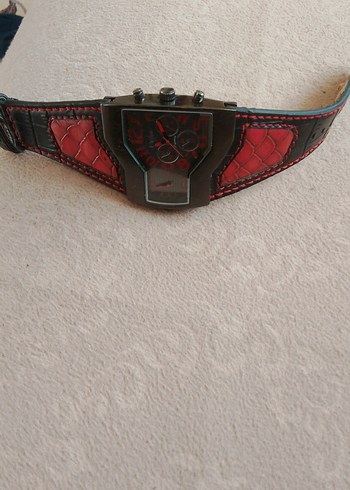 Kırmızı Tokalı Vintage erkek Biker Saati - Görsel 2