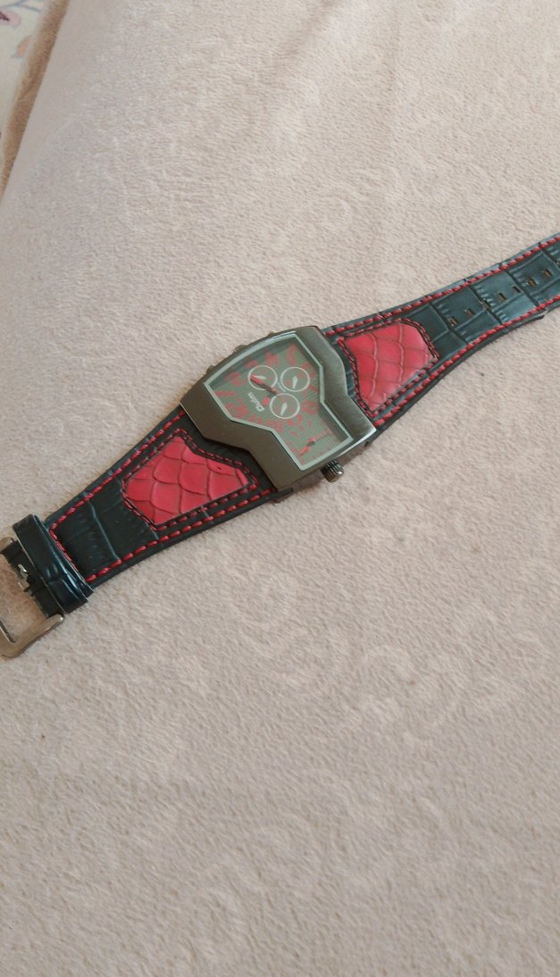 Kırmızı Tokalı Vintage erkek Biker Saati - Görsel 5