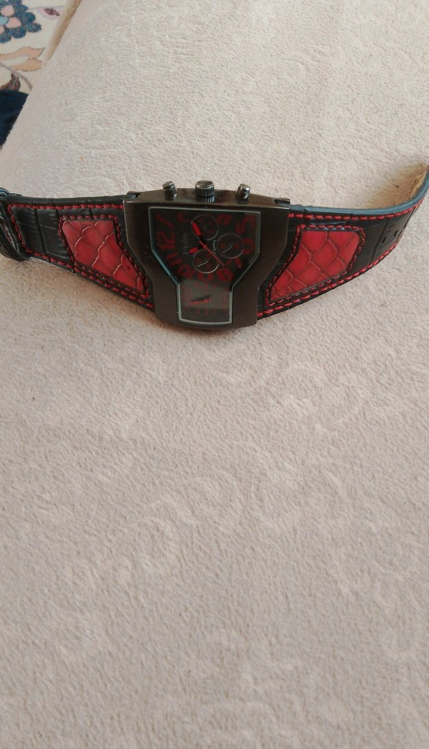 Kırmızı Tokalı Vintage erkek Biker Saati - Görsel 2