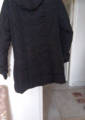 Düğmeli Siyah Midi Kadın Mont - Görsel 7