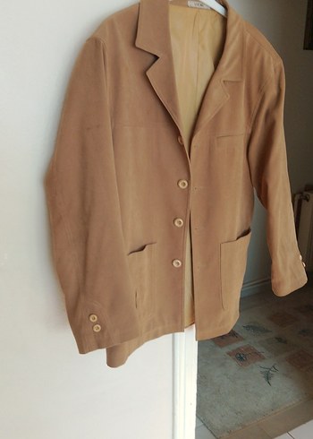 Bej Süet Erkek Ceket Düğmeli Midi Boy - Görsel 2