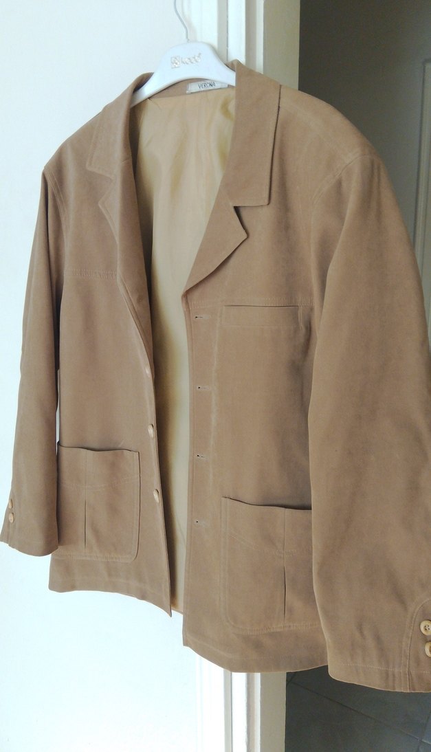 Bej Süet Erkek Ceket Düğmeli Midi Boy - Görsel 3