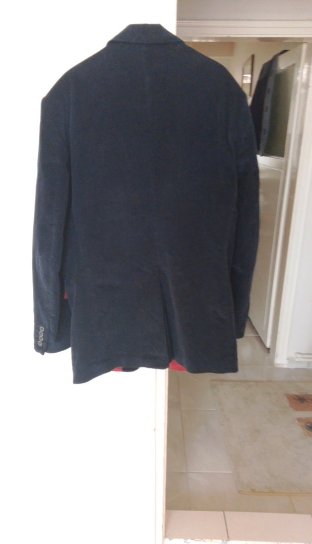 Bordo Düğmeli Erkek kadife Ceket - Görsel 5