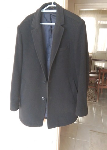 Erkek Siyah Düğmeli Midi Kaban - Görsel 5