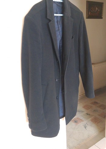 Erkek Siyah Düğmeli Midi Kaban - Görsel 2