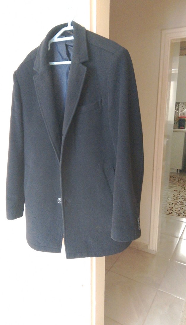 Erkek Siyah Düğmeli Midi Kaban - Görsel 4