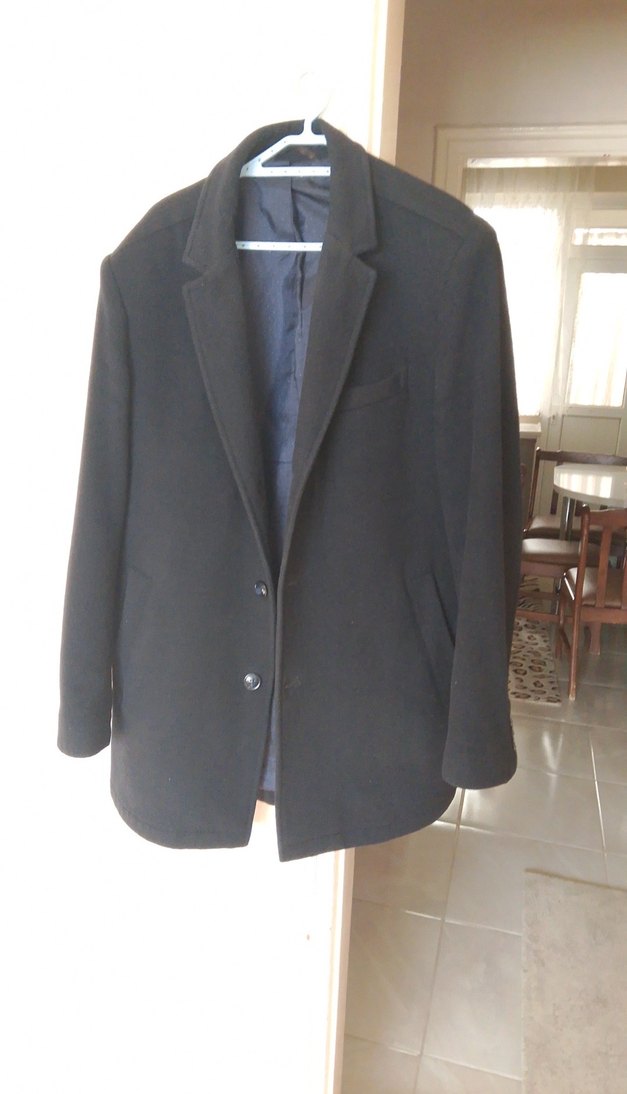 Erkek Siyah Düğmeli Midi Kaban - Görsel 5