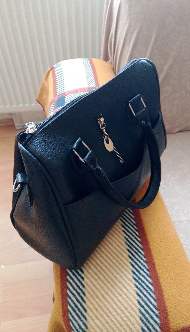 Siyah Deri Kadın Çanta Tokalı - Görsel 2