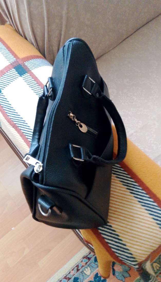 Siyah Deri Kadın Çanta Tokalı - Görsel 4