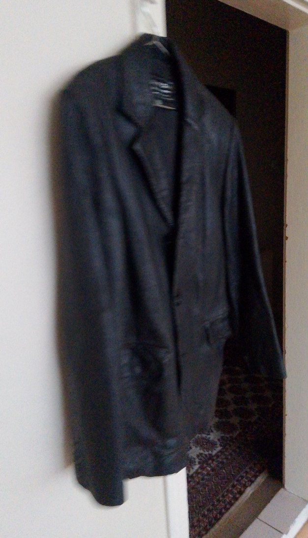 Düğmeli Siyah Deri erkek Ceket - Görsel 2