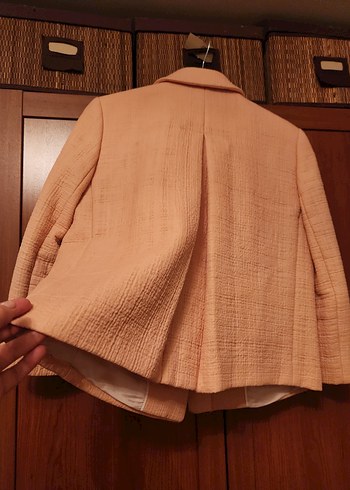 Fabrika Bej Keten Mini Kadın Ceket