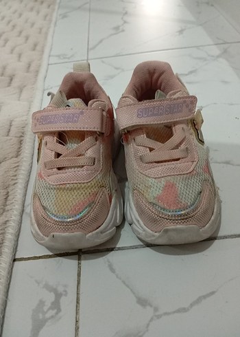 24 Beden Kız Çocuk Pembe Bağcıklı Velcro Spor Ayakkabı