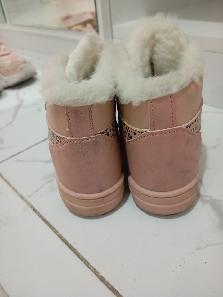 Kürklü Pembe Leopar Desenli Kız Botu - Görsel 4