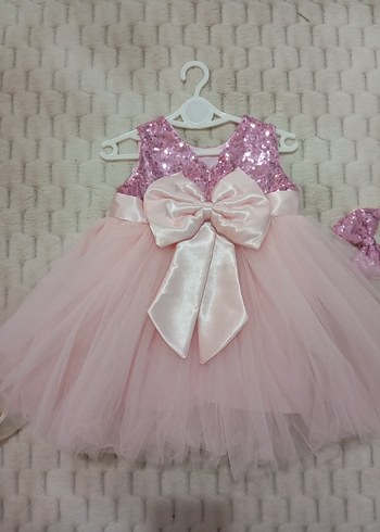 Pullu Pembe  Kız Çocuk Özel gün Elbisesi - Görsel 5