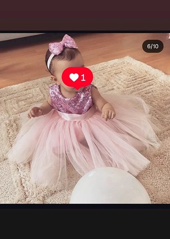 Pullu Pembe  Kız Çocuk Özel gün Elbisesi - Görsel 3