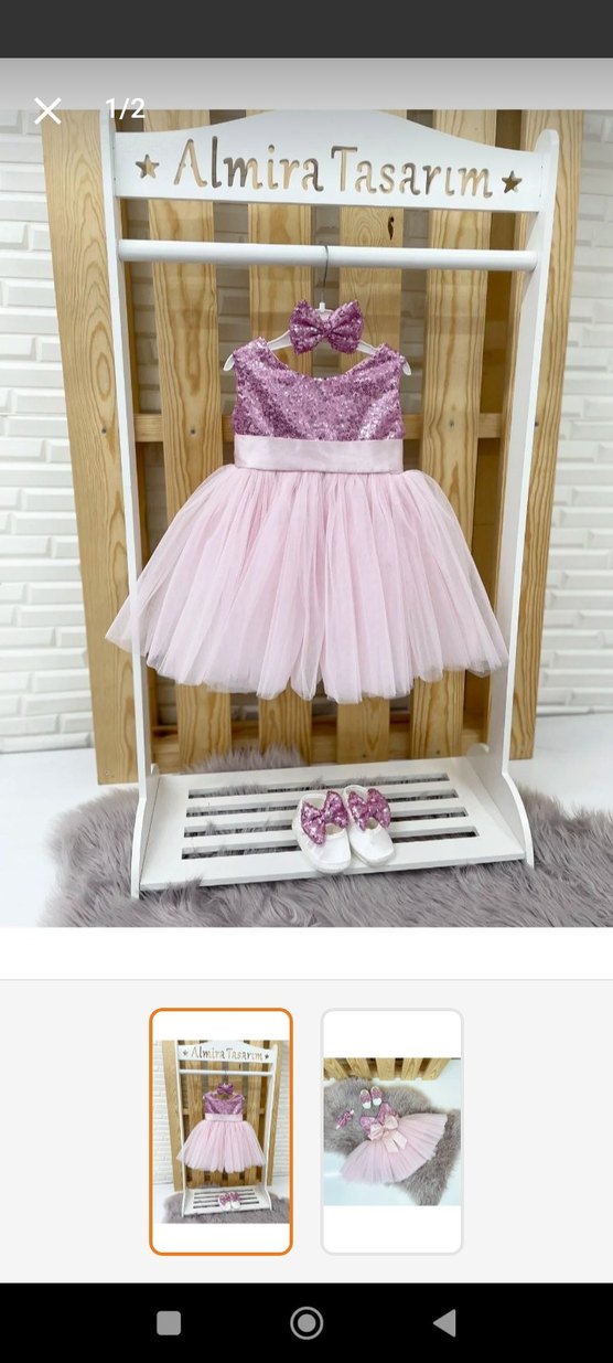 Pullu Pembe  Kız Çocuk Özel gün Elbisesi - Görsel 2