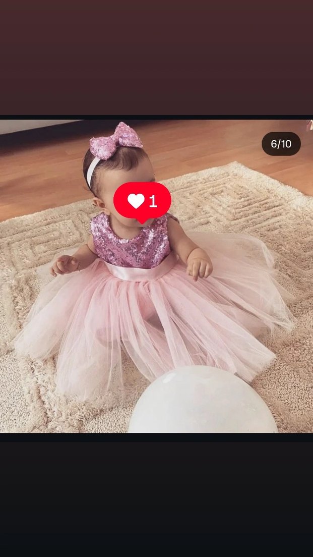 Pullu Pembe  Kız Çocuk Özel gün Elbisesi - Görsel 3