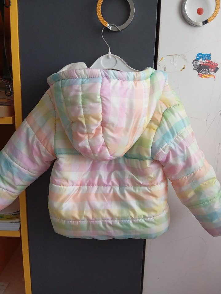 Kız Çocuk Pastel Renkli Kapüşonlu Mont - Görsel 2