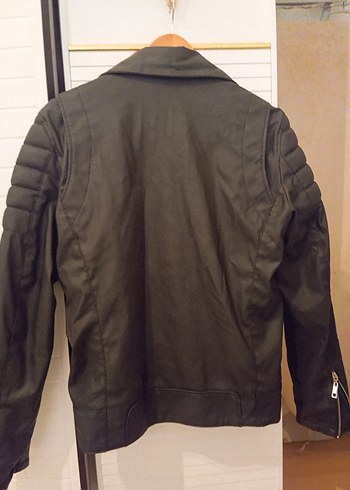 Deri Siyah Biker Ceket - Görsel 3