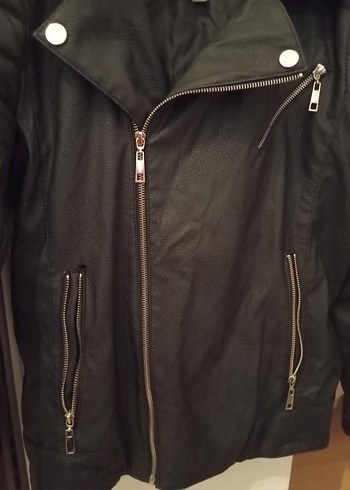 Deri Siyah Biker Ceket - Görsel 4