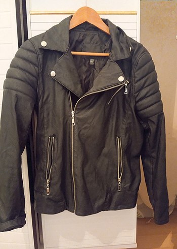 Deri Siyah Biker Ceket - Görsel 2