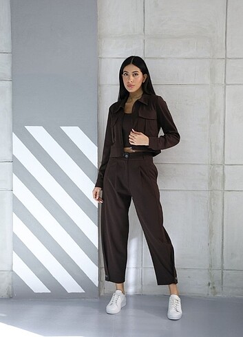 Diğer Ceket pantolon crop 3lü takım