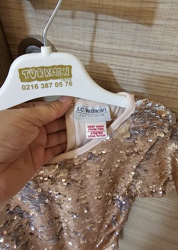 8 Yaş Beden Altın Renkli Mini Payetli cocuk Elbise