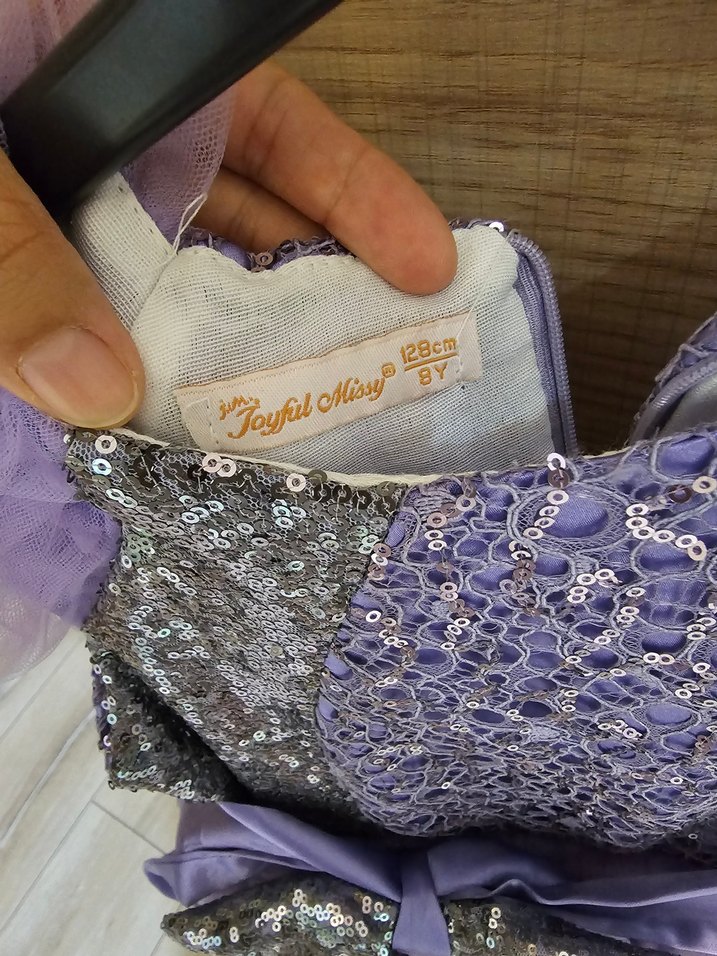 Mor Fırfırlı Bohem Çocuk Abiye Elbise - Görsel 4