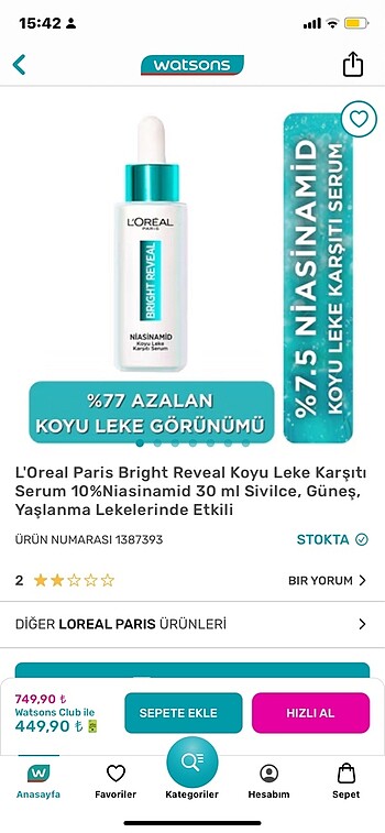 Loreal leke kremi