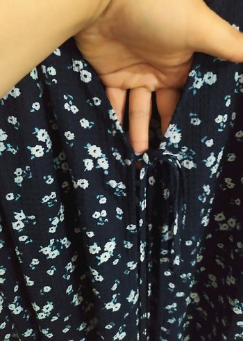 Uzun Kollu Mavi Kadın Elbise - Görsel 8