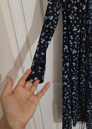 Uzun Kollu Mavi Kadın Elbise - Görsel 3