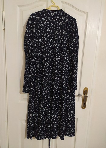 Uzun Kollu Mavi Kadın Elbise - Görsel 6