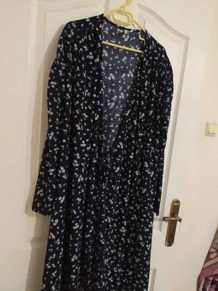 Uzun Kollu Mavi Kadın Elbise - Görsel 4