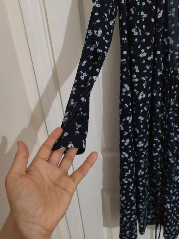 Uzun Kollu Mavi Kadın Elbise - Görsel 3