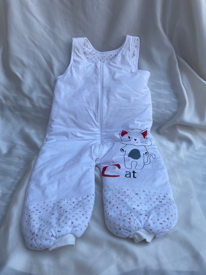Kız -Erkek Çocuk Beyaz Pamuklu Uyku Tulumu - Görsel 2