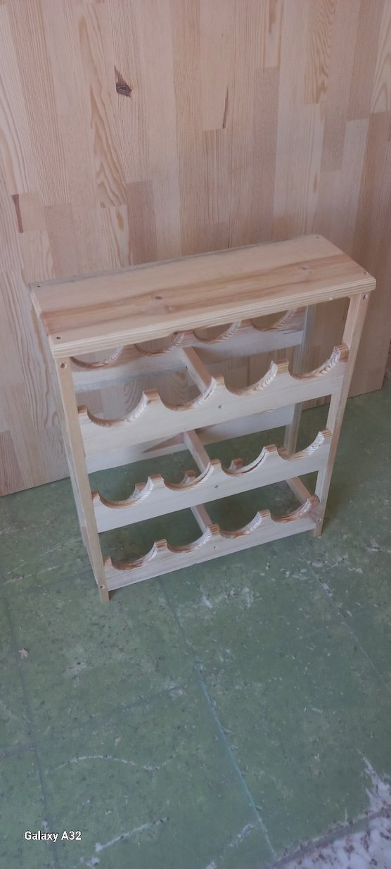 Koyu Kahverengi Ahşap Şarap Rafı - Görsel 2