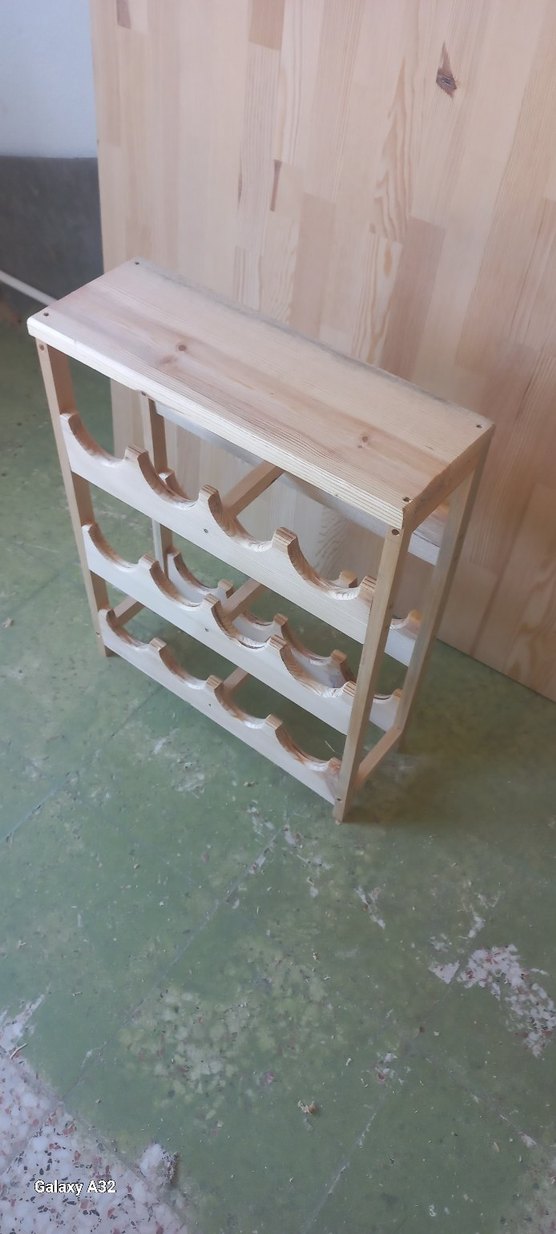 Koyu Kahverengi Ahşap Şarap Rafı - Görsel 3