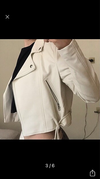 s Beden Bershka ekru biker ceket