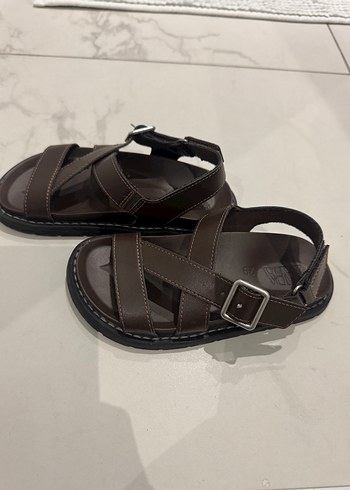 Kahverengi Deri erkek çocuk Sandalet - Görsel 2