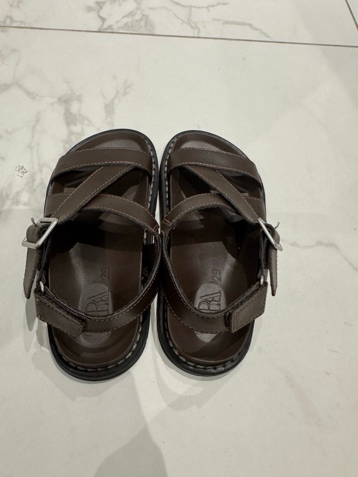 Kahverengi Deri erkek çocuk Sandalet - Görsel 3