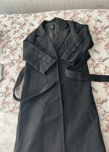 xs Beden stradivarius Siyah Kuşaklı Kaban