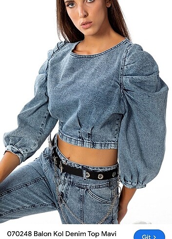 Balon kot denim crop 