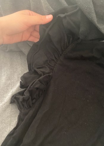 Zara Zara Siyah Fermuarlı Kadın Keten Tişört