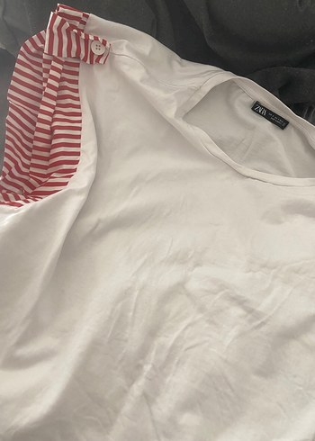 Zara Kısa Kollu Beyaz Hamile Tişörtü