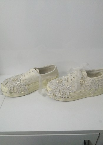 Nakışlı Dantel Beyaz Kız Özel Ayakkabı - Görsel 4