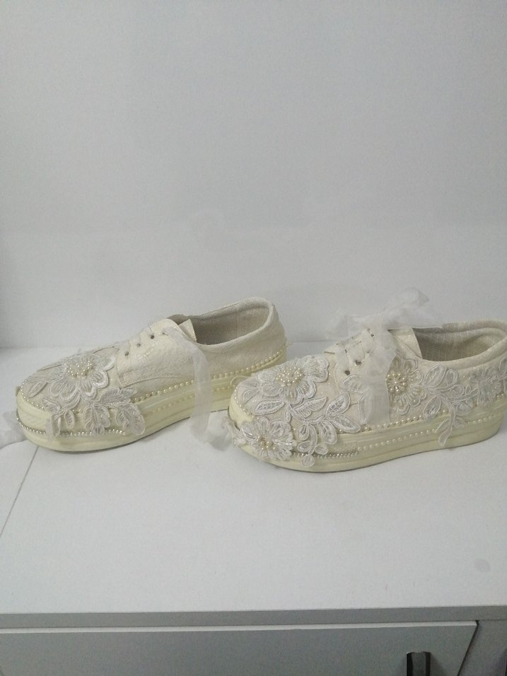 Nakışlı Dantel Beyaz Kız Özel Ayakkabı - Görsel 4