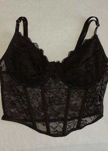 Siyah goth büstiyer korse crop - Görsel 2