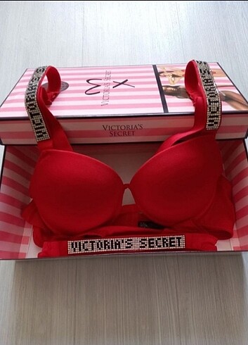 m Beden kırmızı Renk Victoria's secret sütyen takım kutulu 