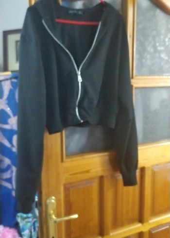 2K Fermuarlı Siyah Kadın Sweatshirt